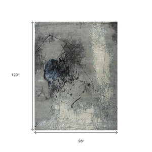 HomeRoots 8' X 10' Hand-Knotted Blue Abstract Wool Area Rug – Elevate Your Space with Contemporary Elegance 569472