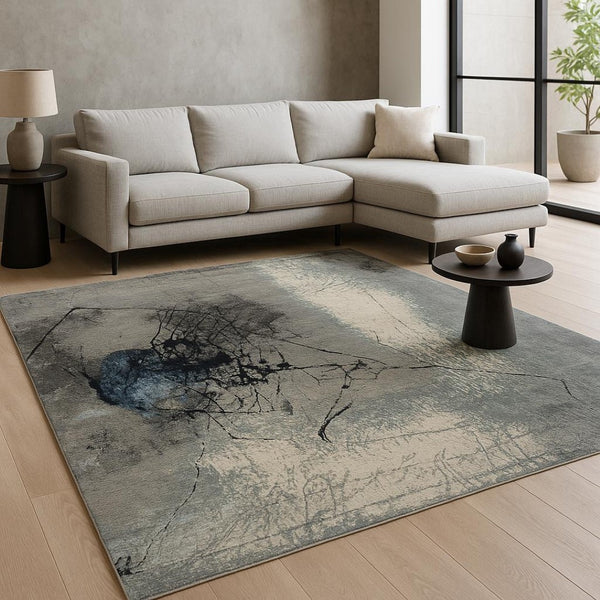 HomeRoots 8' X 10' Hand-Knotted Blue Abstract Wool Area Rug – Elevate Your Space with Contemporary Elegance 569472