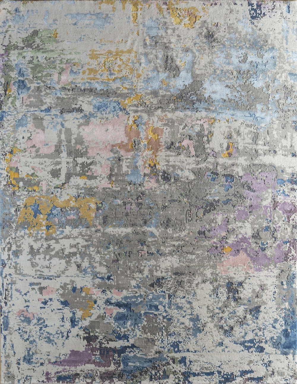 HomeRoots 8' X 10' Blue Abstract Hand-Knotted Area Rug - Artisanal Quality, Modern Design, and Cozy Comfort! 569473