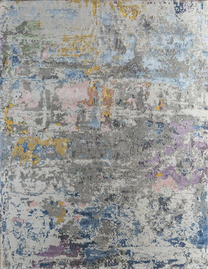 HomeRoots 8' X 10' Blue Abstract Hand-Knotted Area Rug - Artisanal Quality, Modern Design, and Cozy Comfort! 569473