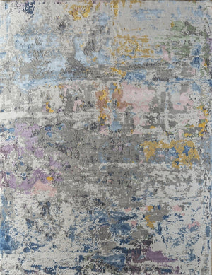 HomeRoots 8' X 10' Blue Abstract Hand-Knotted Area Rug - Artisanal Quality, Modern Design, and Cozy Comfort! 569473