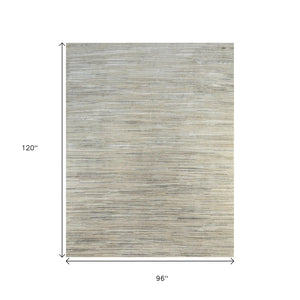 HomeRoots 8' X 10' Beige Abstract Hand-Knotted Area Rug - Luxurious Wool, Durable Design, and Timeless Style! 569474