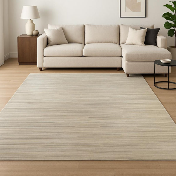 HomeRoots 8' X 10' Beige Abstract Hand-Knotted Area Rug - Luxurious Wool, Durable Design, and Timeless Style! 569474