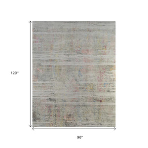 HomeRoots 8' X 10' Beige Abstract Hand-Knotted Area Rug - Luxurious Wool, Timeless Elegance for Any Space 569475