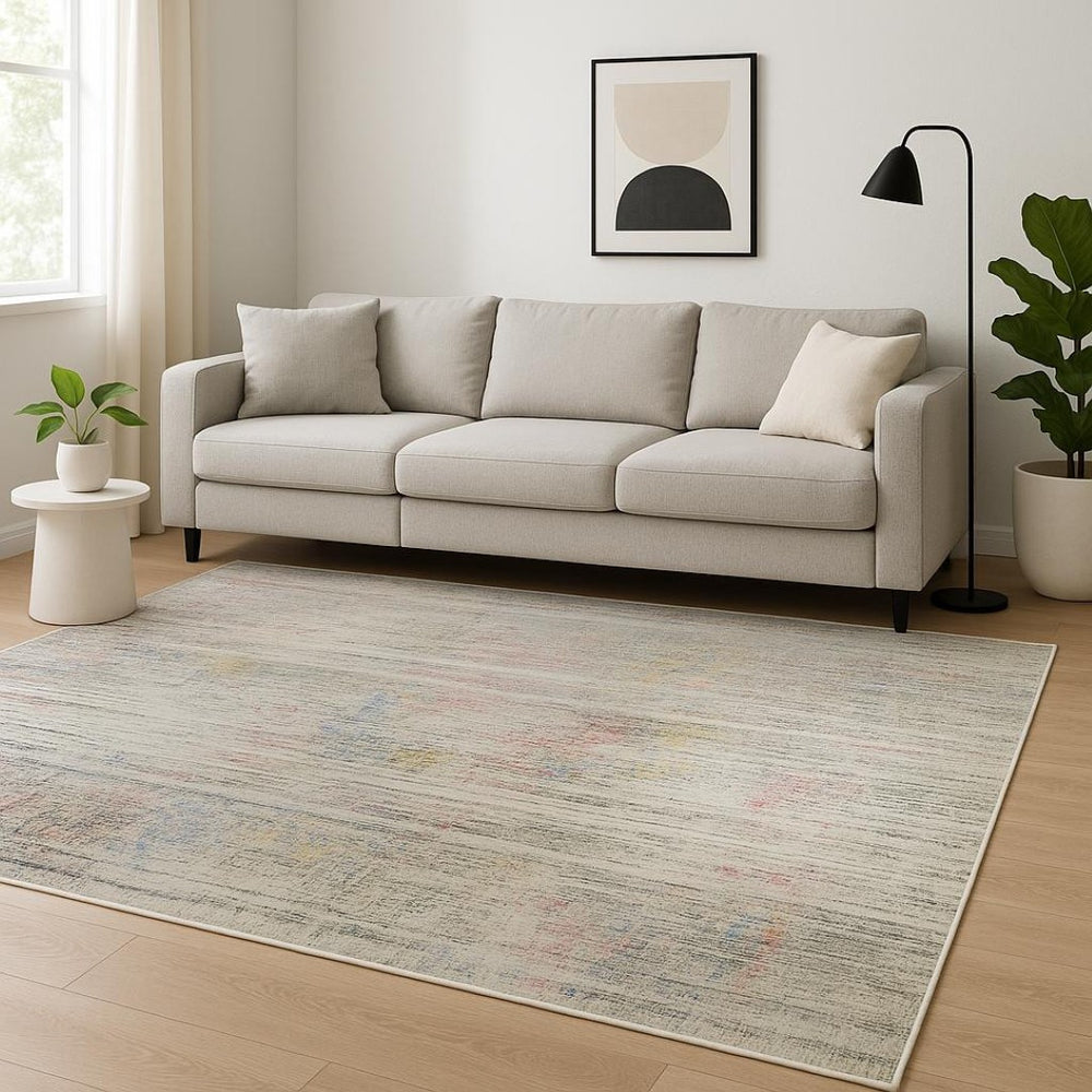 HomeRoots 8' X 10' Beige Abstract Hand-Knotted Area Rug - Luxurious Wool, Timeless Elegance for Any Space 569475