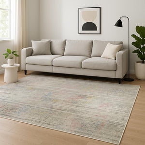 HomeRoots 8' X 10' Beige Abstract Hand-Knotted Area Rug - Luxurious Wool, Timeless Elegance for Any Space 569475