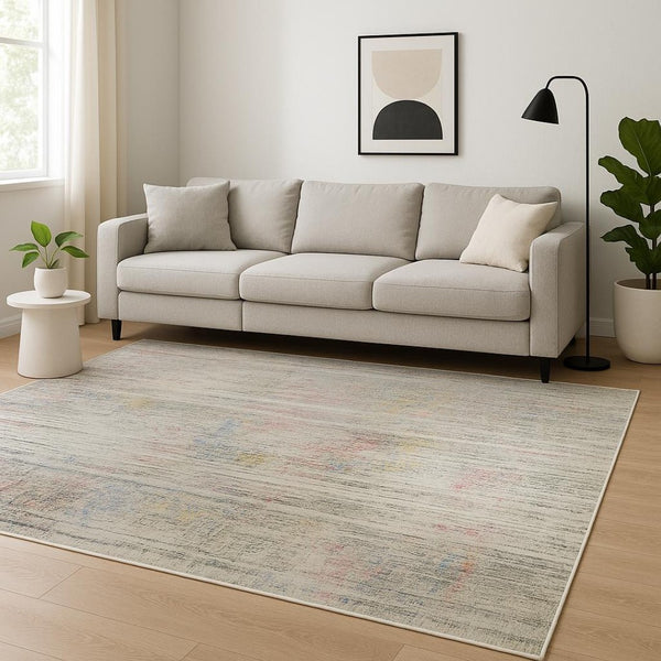 HomeRoots 8' X 10' Beige Abstract Hand-Knotted Area Rug - Luxurious Wool, Timeless Elegance for Any Space 569475