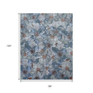 HomeRoots 8' X 10' Blue Abstract Hand-Knotted Wool Area Rug - Modern Design for Luxurious Living Spaces 569476