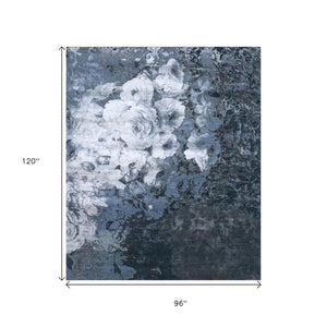 HomeRoots 8' X 10' Blue Abstract Hand-Knotted Area Rug – Artisan Crafted, Soft Wool, Contemporary Design for Elegance 569477
