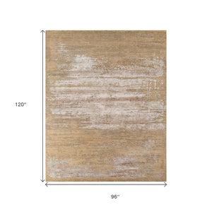 HomeRoots 8' X 10' Beige Abstract Hand Knotted Area Rug - Luxurious Wool, Unique Design, Perfect for Any Space! 569478