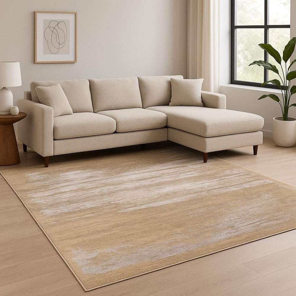 HomeRoots 8' X 10' Beige Abstract Hand Knotted Area Rug - Luxurious Wool, Unique Design, Perfect for Any Space! 569478