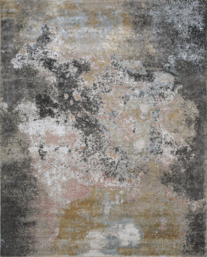 Homeroots 8' X 10' Brown And Gray Abstract Hand Knotted Area Rug  Wool,Bamboo Silk 569481