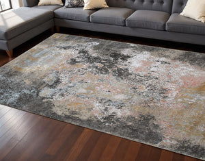 Homeroots 8' X 10' Brown And Gray Abstract Hand Knotted Area Rug  Wool,Bamboo Silk 569481