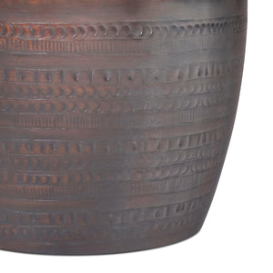 English Elm Johnsen 15" Wide Tribal Pattern Metal Accent Table - Handcrafted Iron In Rich Oil Rubbed Bronze Finish B136P158963