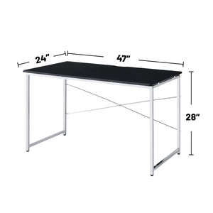 English Elm Rectangular Desk with Sleek Metal Frame and Durable Rectangular Top for Modern Home Office Workspaces Black,Chrome B016P329793