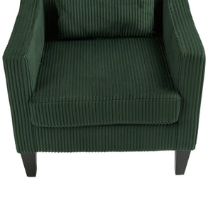 English Elm COOLMORE Modern Accent Chair with Corduroy Upholstery, Solid Wood Frame, Supportive Dual Pillows for Cozy Living Spaces Emerald W395P195360