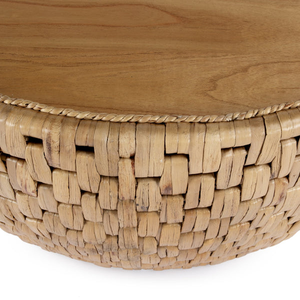 Butler Specialty Captiva Round Rattan Drum Coffee Table - Coastal Elegance With Textured Charm For Your Living Space Natural Mdf,Mindi Veneer,Rattan,Water Hyacinth 5695404-butler