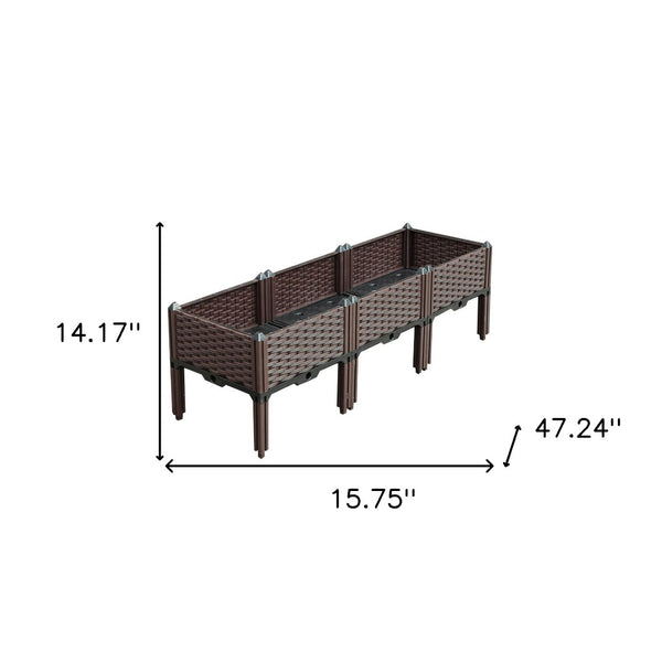 HomeRoots 47" Self-Watering Heavy-Duty Plastic Rectangular Garden Bed for Easy, Low-Maintenance Planting 569541