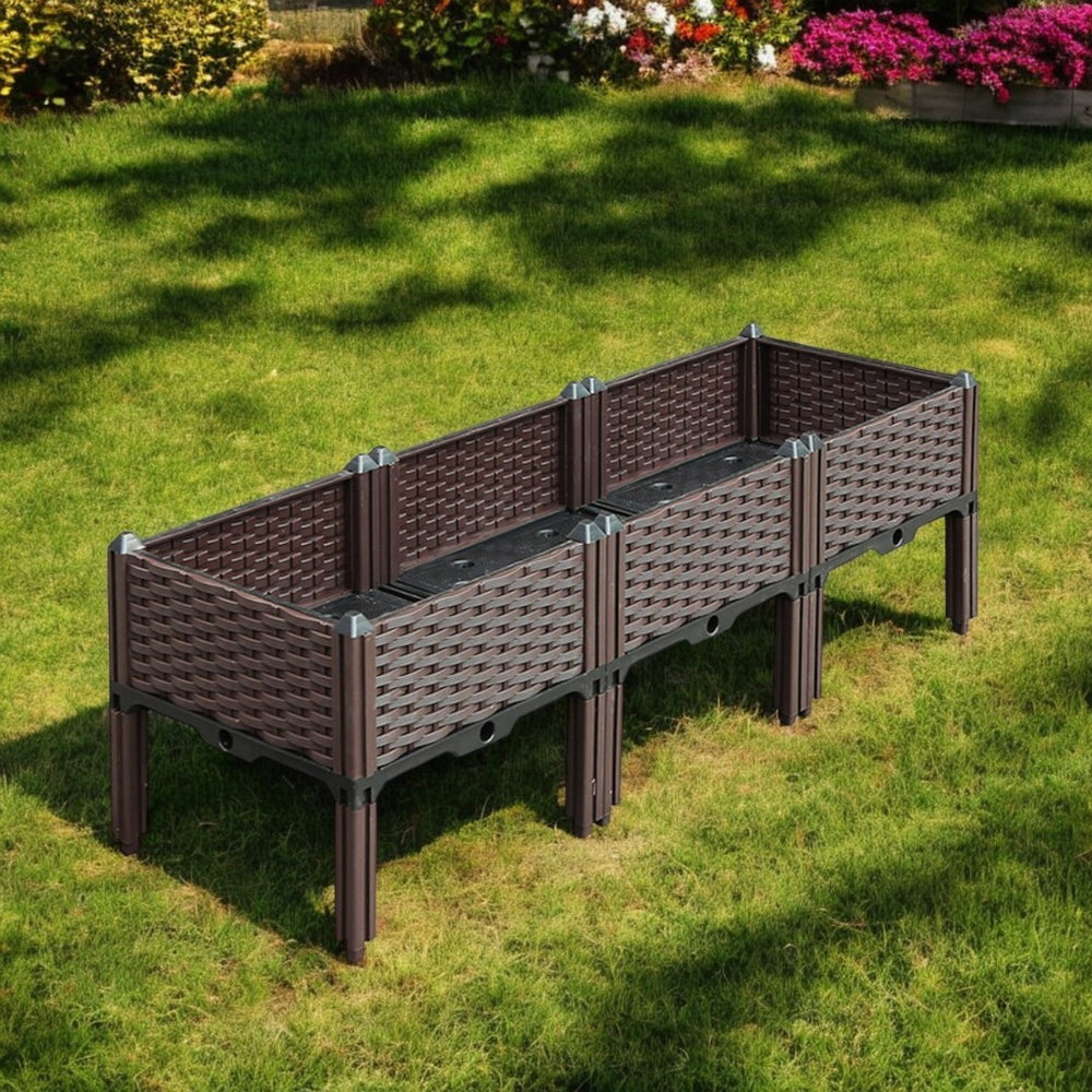 HomeRoots 47" Self-Watering Heavy-Duty Plastic Rectangular Garden Bed for Easy, Low-Maintenance Planting 569541