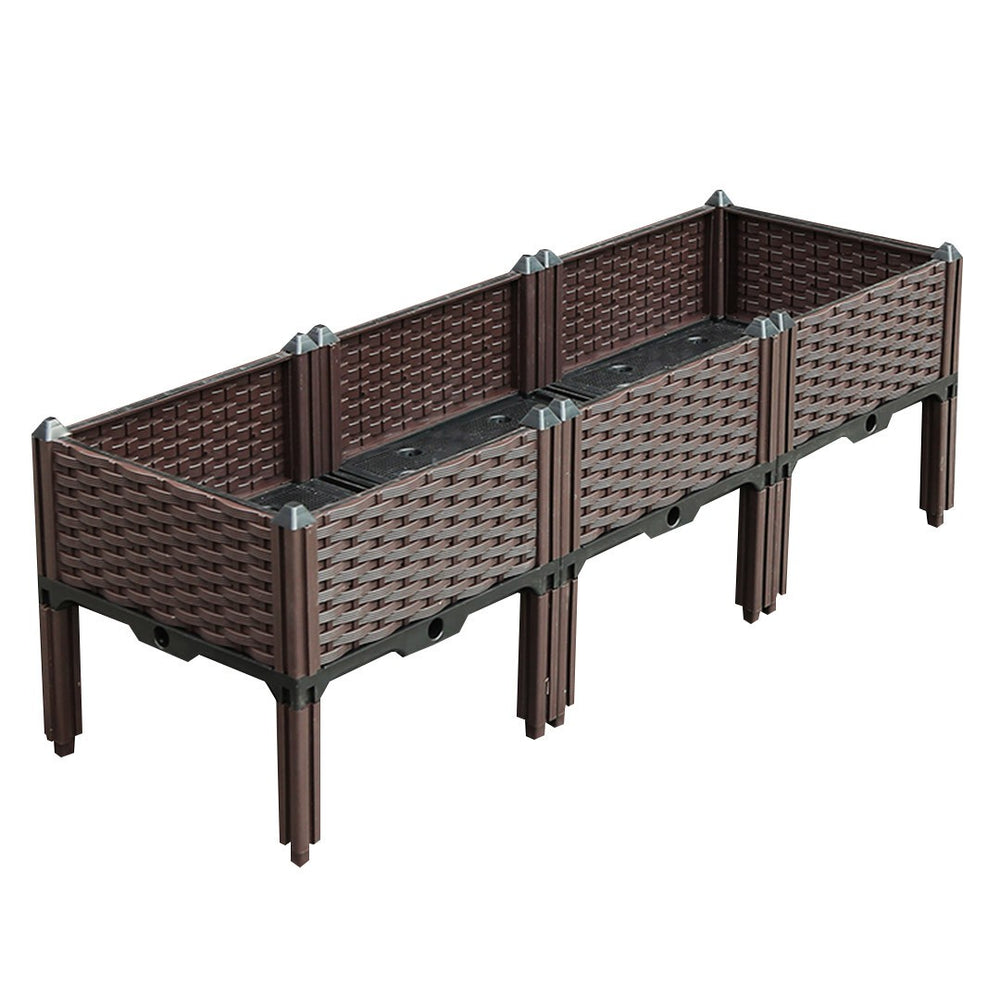 HomeRoots 47" Self-Watering Heavy-Duty Plastic Rectangular Garden Bed for Easy, Low-Maintenance Planting 569541