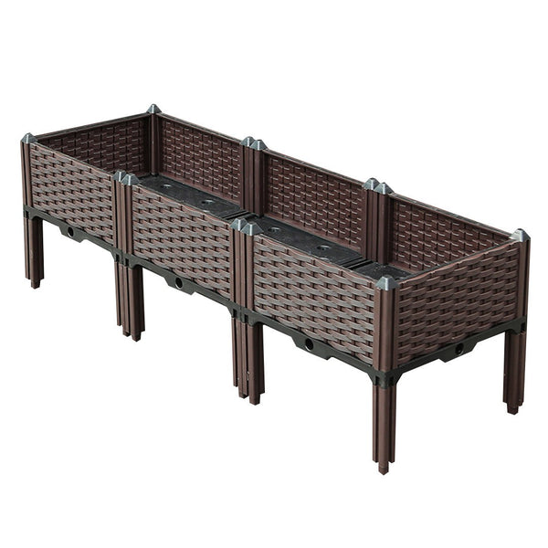 HomeRoots 47" Self-Watering Heavy-Duty Plastic Rectangular Garden Bed for Easy, Low-Maintenance Planting 569541