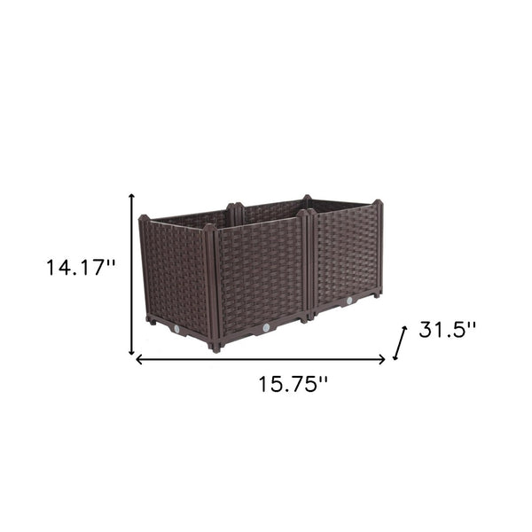 HomeRoots 32" Dark Brown Heavy-Duty Self-Watering Planter Box for Effortless Indoor & Outdoor Gardening Style 569543