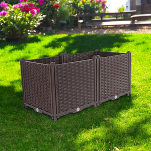 HomeRoots 32" Dark Brown Heavy-Duty Self-Watering Planter Box for Effortless Indoor & Outdoor Gardening Style 569543