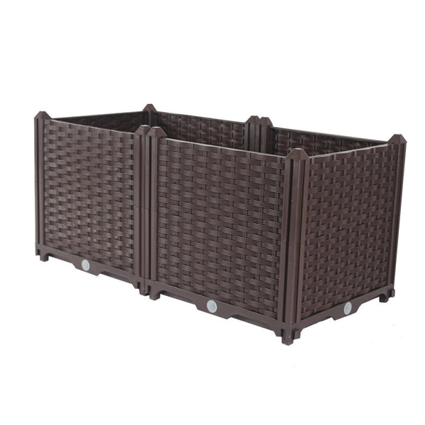 HomeRoots 32" Dark Brown Heavy-Duty Self-Watering Planter Box for Effortless Indoor & Outdoor Gardening Style 569543