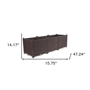 HomeRoots 47" Self-Watering Dark Brown Planter Box – Durable Heavy-Duty Plastic for Easy Gardening & Style 569544