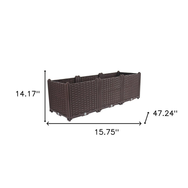HomeRoots 47" Self-Watering Dark Brown Planter Box – Durable Heavy-Duty Plastic for Easy Gardening & Style 569544