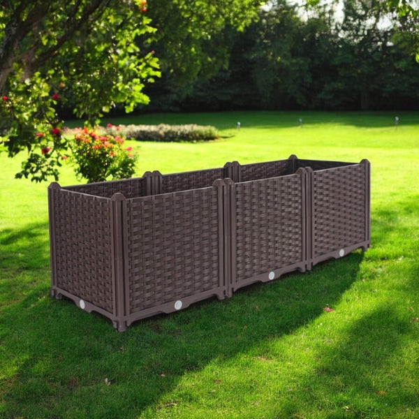 HomeRoots 47" Self-Watering Dark Brown Planter Box – Durable Heavy-Duty Plastic for Easy Gardening & Style 569544