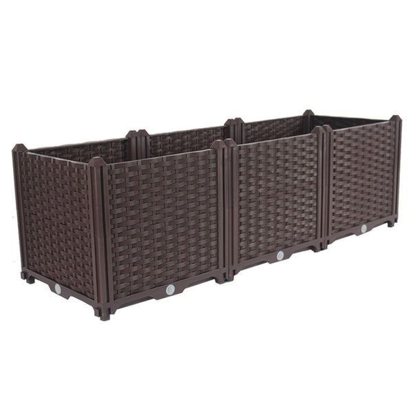 HomeRoots 47" Self-Watering Dark Brown Planter Box – Durable Heavy-Duty Plastic for Easy Gardening & Style 569544