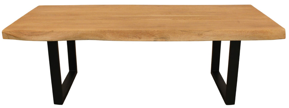 HomeRoots 59" Handcrafted Live Edge Coffee Table with Solid Acacia Wood Top & Black Iron Base for Modern Spaces 569546