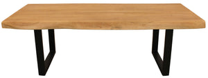 HomeRoots 59" Handcrafted Live Edge Coffee Table with Solid Acacia Wood Top & Black Iron Base for Modern Spaces 569546