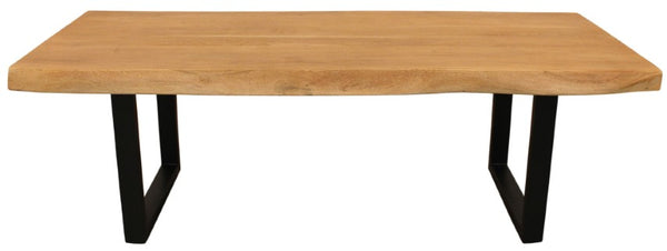 Homeroots 59" Rustic Live Edge Coffee Table - Natural Solid Wood & Iron Base, Modern Charm For Any Room   569546
