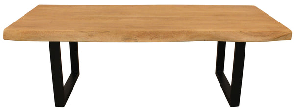 Homeroots 59" Rustic Live Edge Coffee Table - Natural Solid Wood & Iron Base, Modern Charm For Any Room   569546