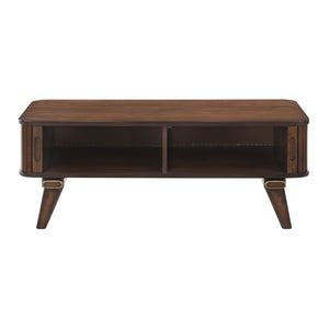 English Elm 1pc Walnut Veneer Sofa Table Tambour Doors Shelved Storage Mid-century Living Room B011P287326