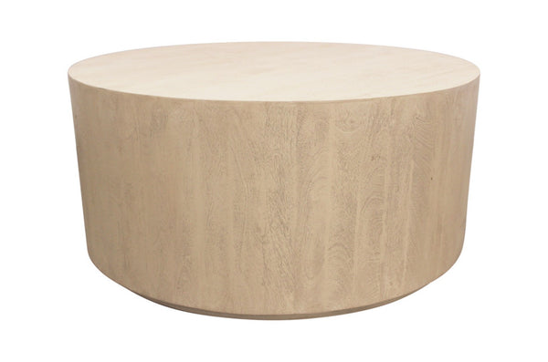 HomeRoots 36" Natural Solid Wood Round Coffee Table - Vintage-Inspired, Distressed Finish for Rustic Charm 569551