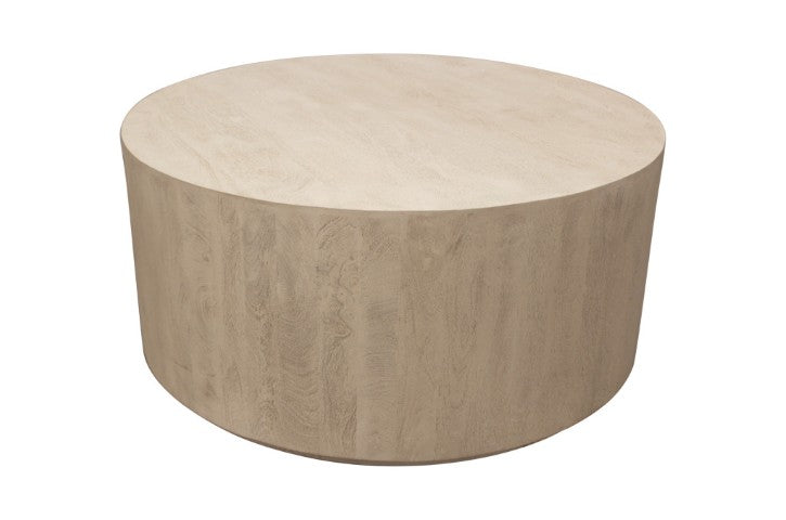 Homeroots 36" Natural Solid Wood Round Distressed Coffee Table - Rustic Vintage Charm For Living Spaces   569551