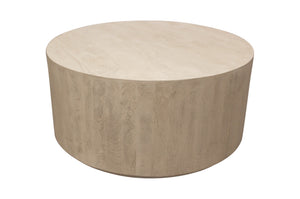 HomeRoots 36" Natural Solid Wood Round Coffee Table - Vintage-Inspired, Distressed Finish for Rustic Charm 569551
