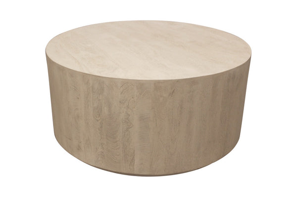 HomeRoots 36" Natural Solid Wood Round Coffee Table - Vintage-Inspired, Distressed Finish for Rustic Charm 569551
