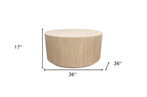 HomeRoots 36" Natural Solid Wood Round Coffee Table - Vintage-Inspired, Distressed Finish for Rustic Charm 569551