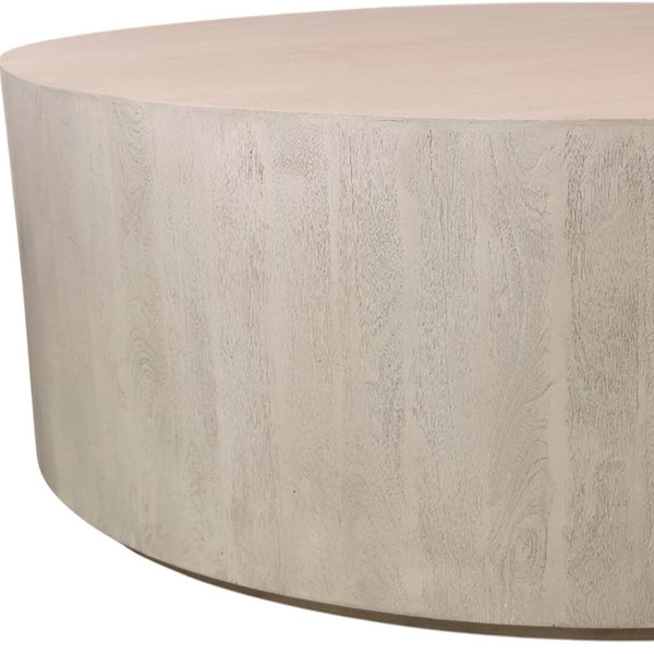 Homeroots 48" Natural Solid Wood Round Distressed Coffee Table - Rustic Charm For Modern Living Room Décor   569552