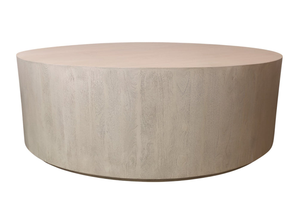 HomeRoots 48" Natural Solid Wood Round Coffee Table - Distressed Drum Design for Rustic Elegance & Versatility 569552