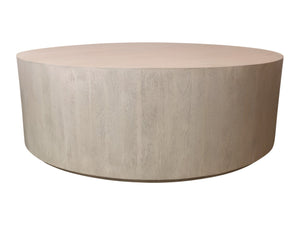 HomeRoots 48" Natural Solid Wood Round Coffee Table - Distressed Drum Design for Rustic Elegance & Versatility 569552