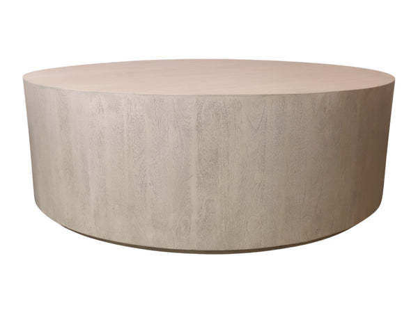 HomeRoots 48" Natural Solid Wood Round Coffee Table - Distressed Drum Design for Rustic Elegance & Versatility 569552