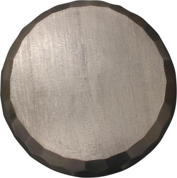 HomeRoots 28" Silver Nickel Round Drum Coffee Table – Mid-Century Modern Design, Fully Assembled & Versatile Use 569554