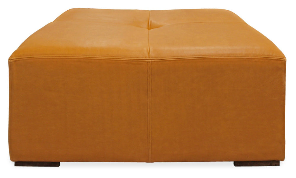 HomeRoots 36" Orange Leather Square Cocktail Table - Artisan Crafted, Versatile Accent Furniture for Any Space 569556