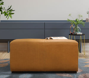 Homeroots 36" Orange Genuine Leather Square Cocktail Table – Stylish Accent For Living Room, Bedroom, Or Office   569556