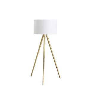 HomeRoots Gold Adjustable Tripod Floor Lamp - Elegant White Linen Shade, Mid-Century Modern Design, 64" Height 569567